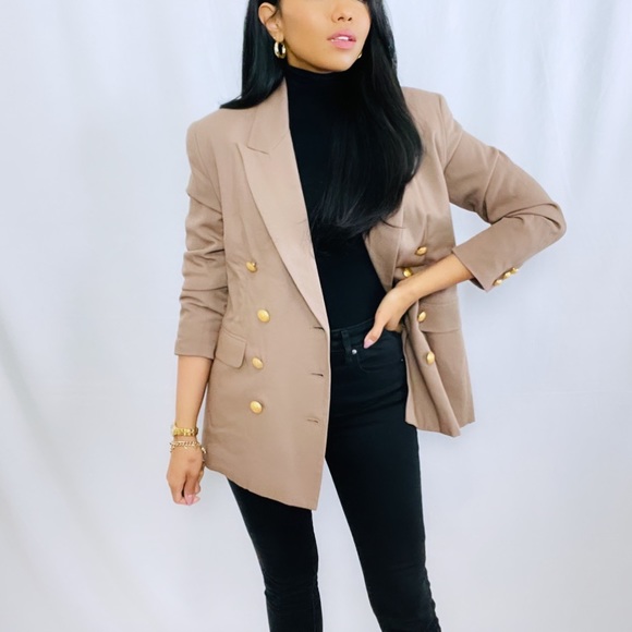 Vintage | Brown and Gold Double Oversized Breasted Blazer - Picture 11 of 11